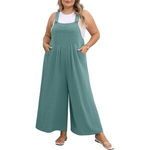 Plus Size Jumpsuit for Women Wide Leg Casual Summer Rompers Lake Blue